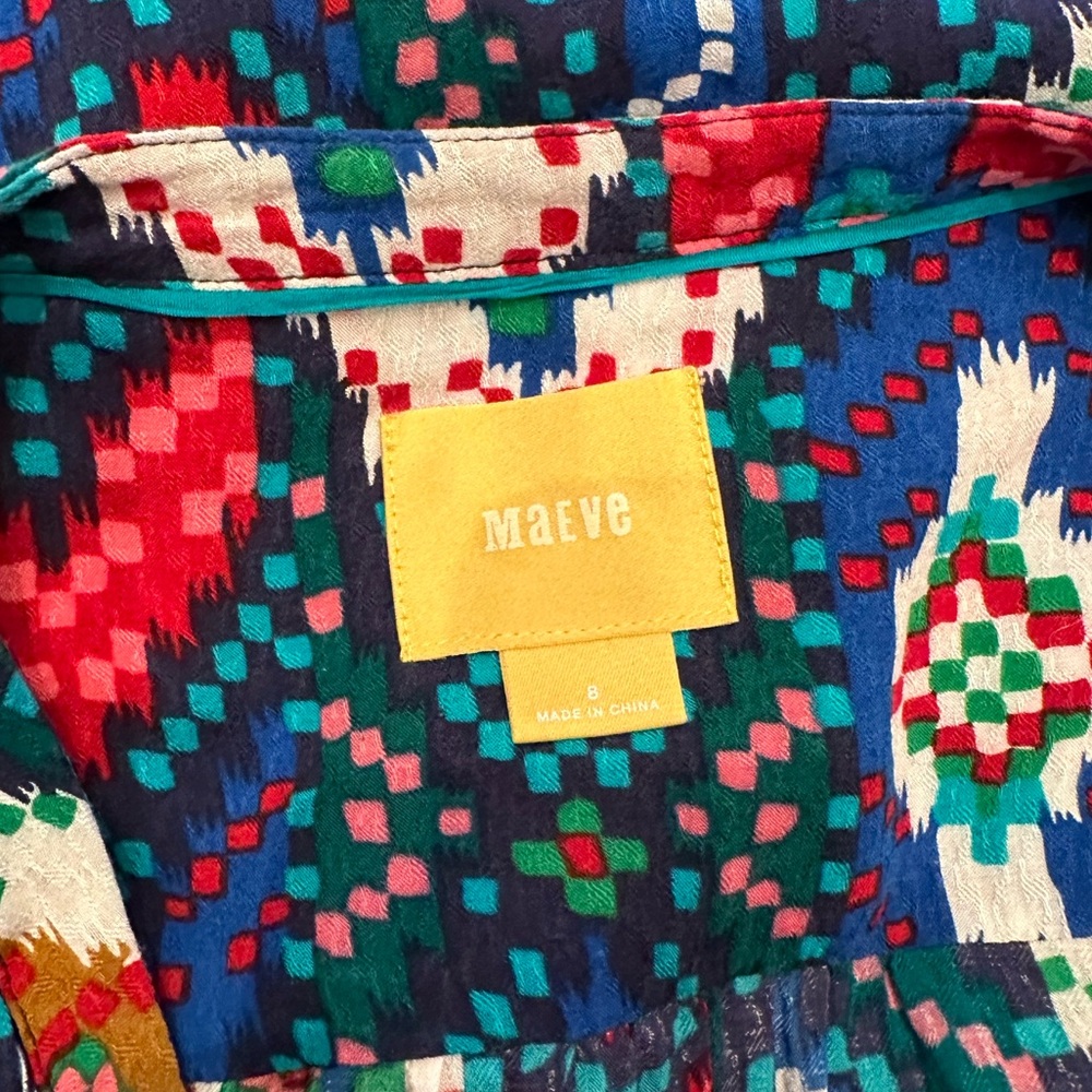 Maeve Anthropologie ikat Aztec boho blouse